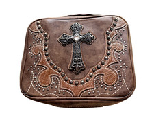 Montana West Western-style Bible Cover Rhinestone-encrusted Cross Leather Zip