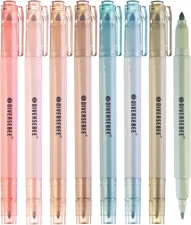 Dual Tip Bible Highlighters and Pens No Bleed, 8 Pack Assorted Colors Quick Dry 