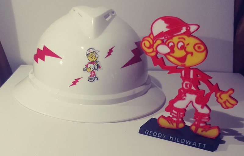 REDDY KILOWATT,LINEMAN HARD HAT,& SIGN, BOTH EXCELLENT CONDITION, FREE SHIPPING