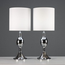 Coppia Lampade da Tavolo Vintage Metallo Cromato Italia Design Anni 70 Originali