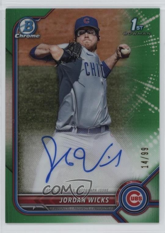 2022 Bowman Chrome Prospect Green Refractor 14/99 Jordan Wicks #CPA-JW Auto