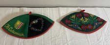 2 Vintage Child  s Switzerland Felt Skullcaps Embroidered