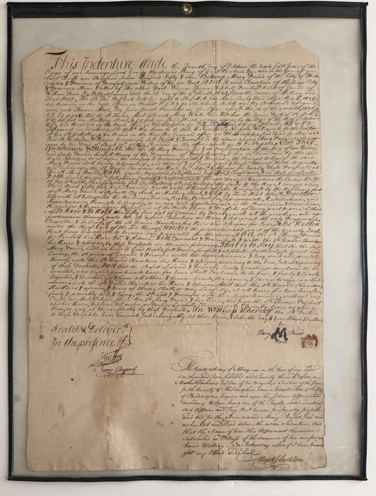 1751 Colonial Philadelphia Land Indenture Referencing William Penn