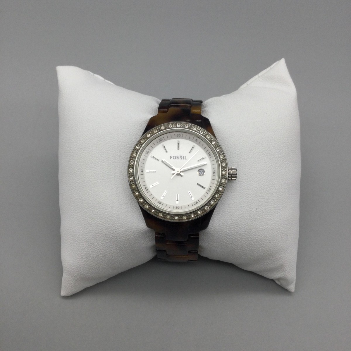 Fossil Stella Womens Watch 30mm Faux Tortoise Crystals ES-2680 New