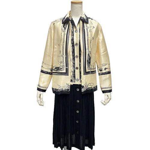 HERMÈS Hermes camicia smanicata seta abito setup bianco 36 donna