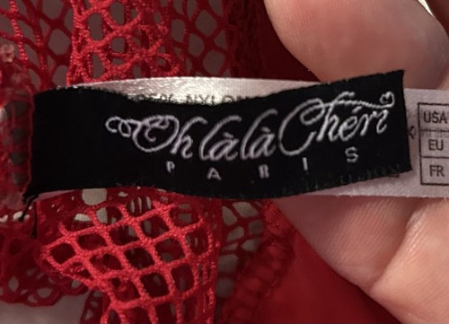 OH LA LA CHERI Red Fishnet Shiny Satin Panel Nylon Garter Panties Women’s L/XL - Picture 10 of 13