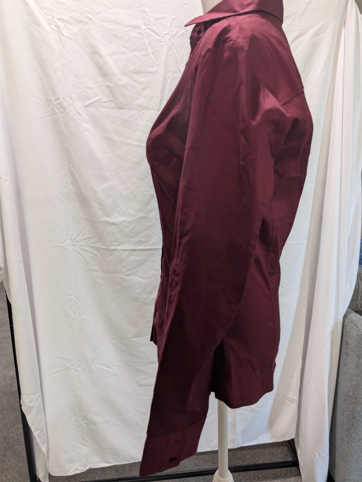 Camisa de Vestir Hugo Boss Roja Para Mujer Talla 6 Pequeña Mediana Blusa Elástica Acampanada Top Foto 4 de 4