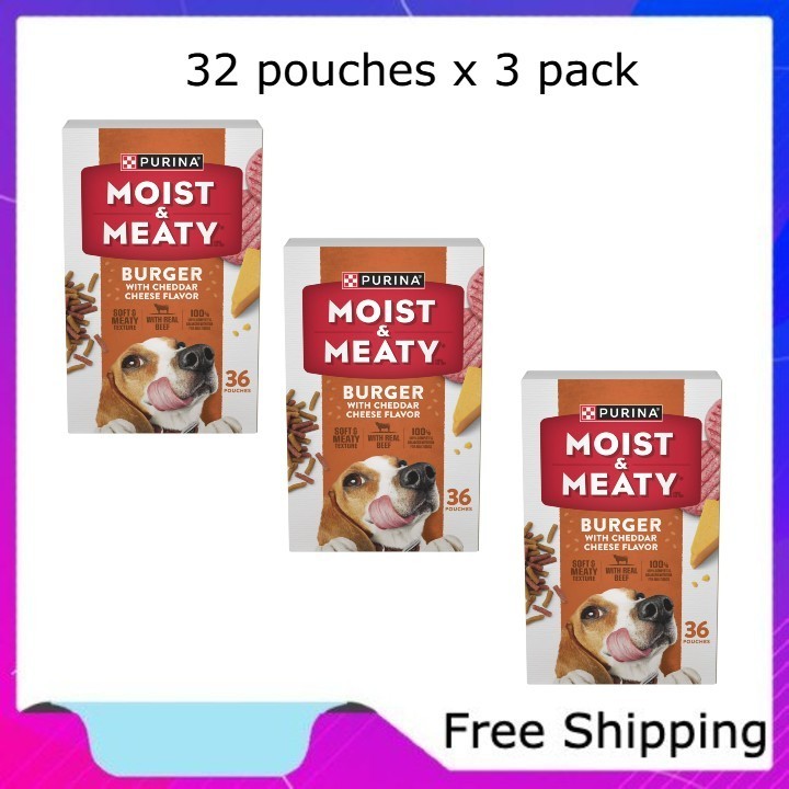 Purina Moist & Meaty Dry Dog Food, Soft Beef Burger with Cheddar Cheese, 6 oz