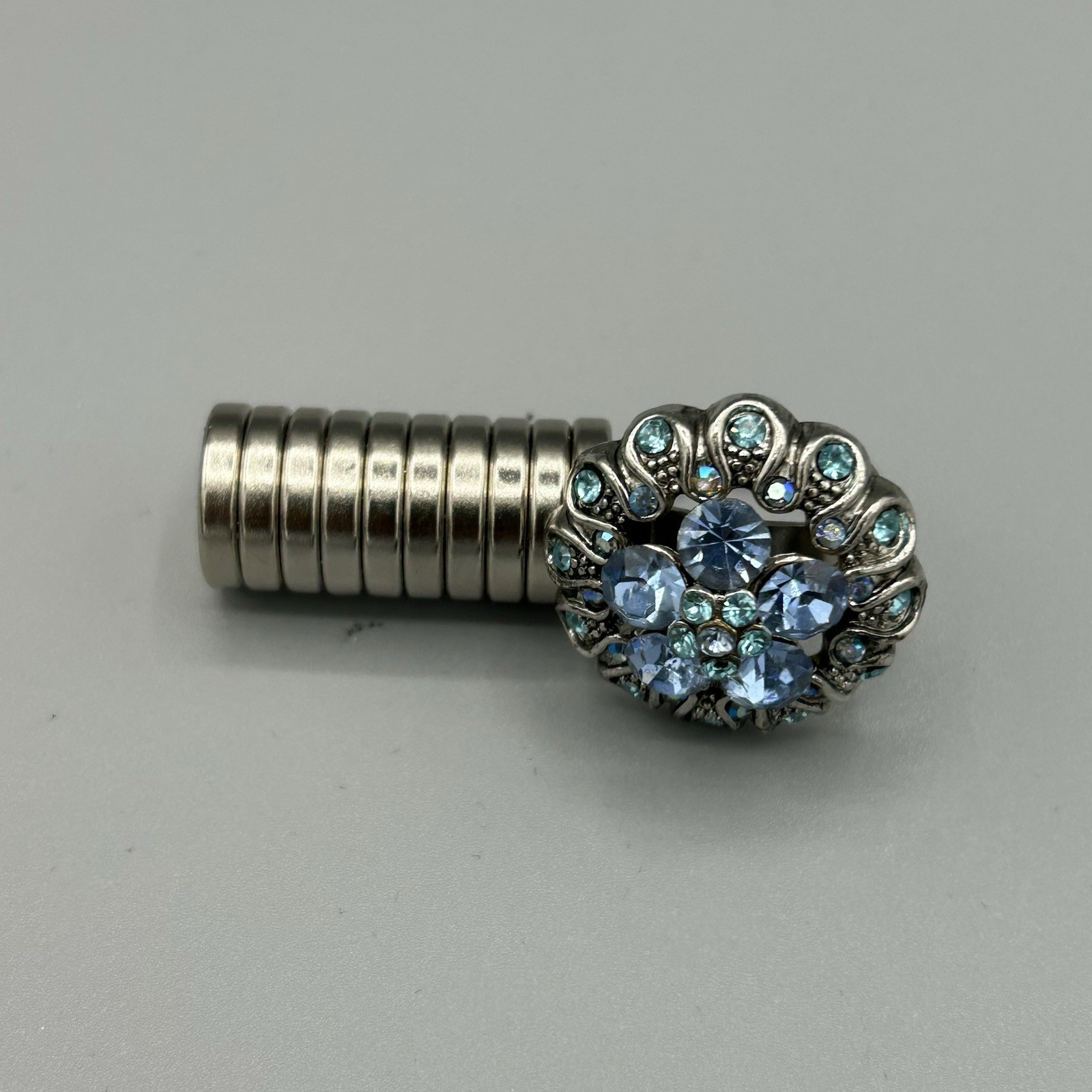 Blue Rhinestone Statement Ring Adjustable Silver … - image 9