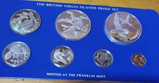 SCARCE 1982 BRITISH VIRGIN ISLANDS PROOF SET: 2 STERLING .925 SILVER $1 & $5  !