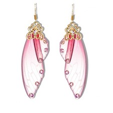 Butterfly Wing Drop Dangle Earrings Gold Plated Crystal Rhinestone for women wed