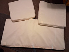 3-Piece White Chair Cushion Set with Ties, Fabric Foam Fill, Solid Rectangle
