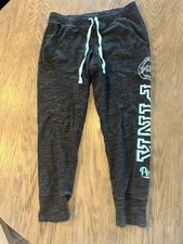 PINK VICTORIA'S SECRET BLACK WOMENS JOGGERS DRAWSTRING WAIST SIZE L GENTLY WORN