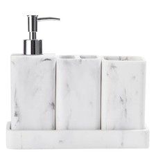 Bathroom Accessories Set, 4 Pcs Bathroom Accessory Set, Soap Dispenser, White