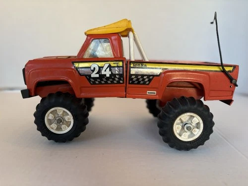 Vintage Tonka Mighty Monster Rally Motorcycle Hauler Steel Pick Up Race Truck