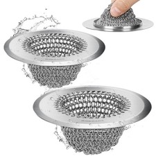 2 Pack Upgraded Sink Drain Strainer, Patented Reversible Chain Mail Mesh