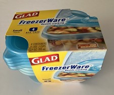 Glad Freezerware 24 Oz. Blue Rectangle Container (4-Pack) -BPA-FREE- Made in USA