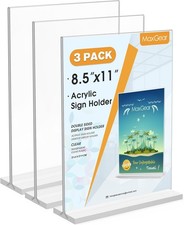 8.5x11 Acrylic Sign Holder 3 Pack Clear Table Display
