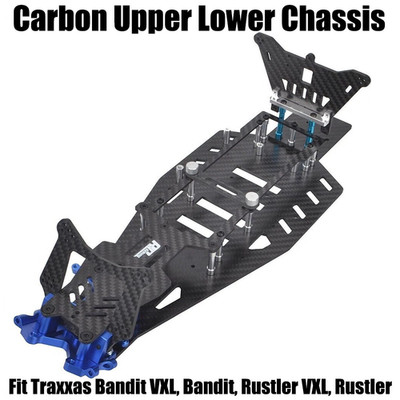 Custom Carbon Upper Lower Chassis Kit for Traxxas Rustler VXL Bandit 2WD Car