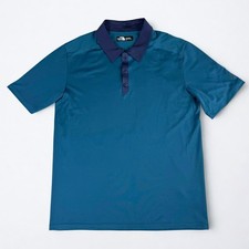 The North Face Performance Polo Shirt Mens L Teal Blue Short Sleeve Athletic
