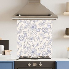 Premium Various Sizes Lavendar Flowers 6mm Glass Toughened Kitchen Splashback