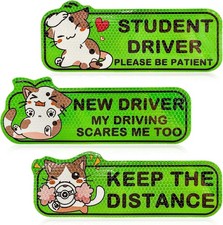 3 PCS Student Driver Magnet for Car, 9 Inch Reflective New Driver Magnet Car Bum