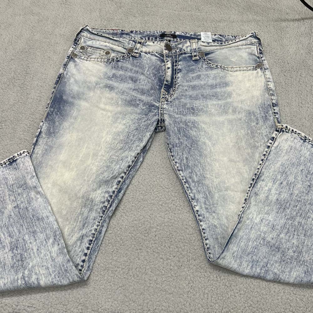 True Religion Ricky Jeans Mens Straight Size 44X31 in Relaxed Thick Stitch