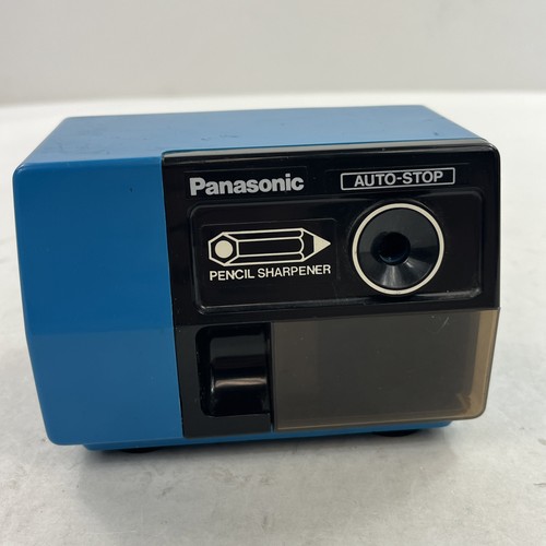 vtg Panasonic KP-123 Electric Pencil Sharpener BLUE Auto Stop Japan TESTED WORKS