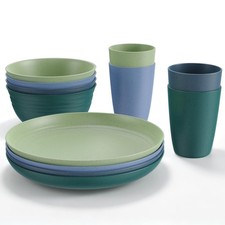 Ensemble de Vaisselle en Plastique pour 4 Personnes Services Complets 12 pièces