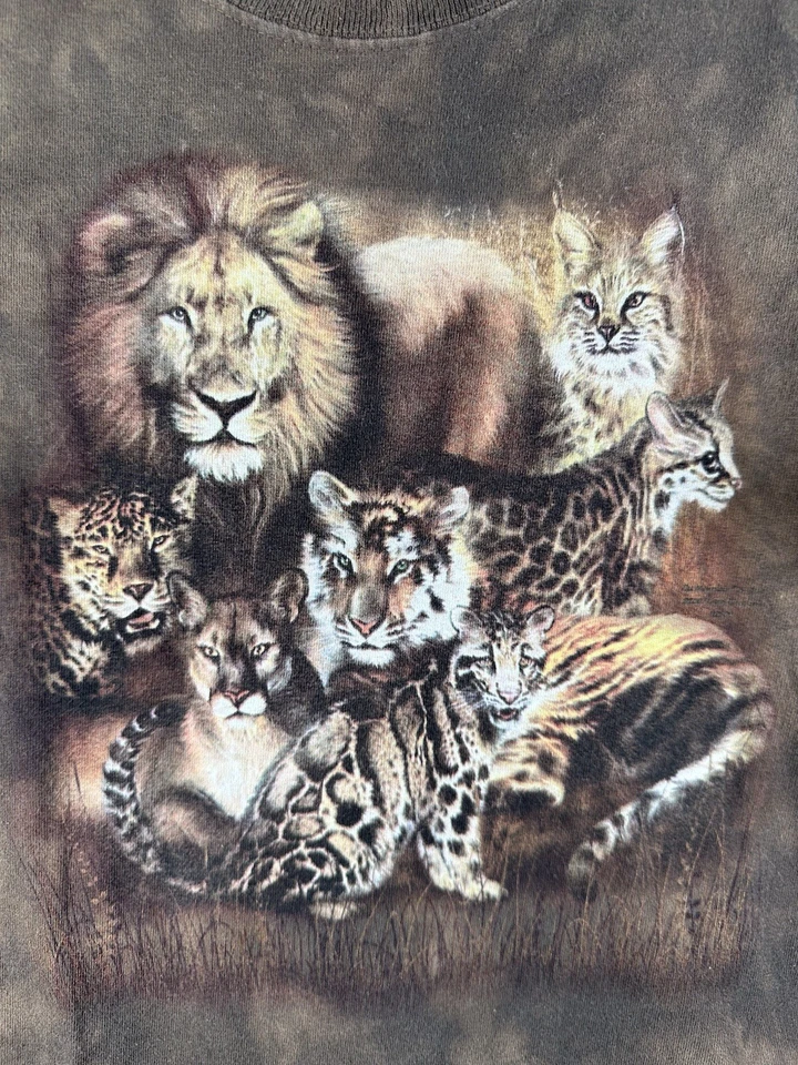 Camiseta De Colección The Mountain Marrón Tie Dye Grandes Gatos León Guepardo Niños XL Naturaleza Foto 2 de 4