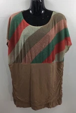 Love J Plus Womens Blouse Shirt Size 2X Tan Peach Stretch