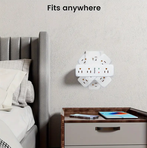 9-Outlet Surge Protector with 3 USB Ports with 360° Rotating Plug - Picture 7 of 8