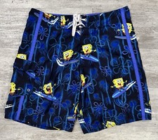 Vintage Nickelodeon Spongebob Squarepants Board Shorts Mens 36x9 Swim Trunks Y2K
