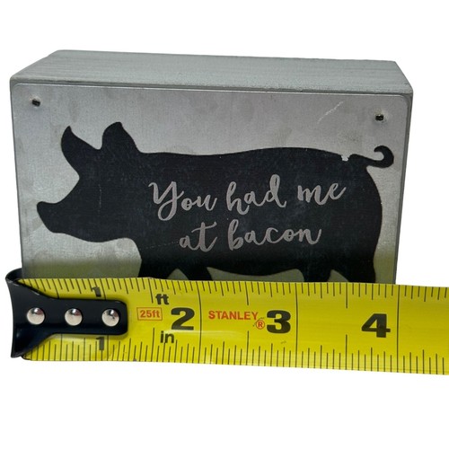 Pig Silhouette Funny Block Sign 4" Rustic Primitive Country Farmhouse Freestand - Picture 5 of 8