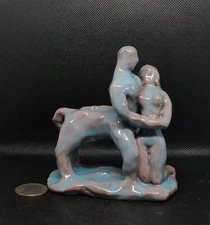 "Centaur, saving a nymph" - Clay Sculpture. All Original. Hand made and glazed.