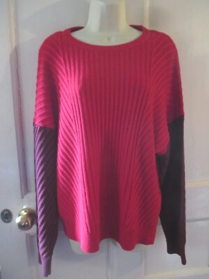 MARKS & SPENCER COLLECTION ROT & LILA GROBER PULLOVER - GRÖSSE LARGE NEU MIT ETIKETT   Motte