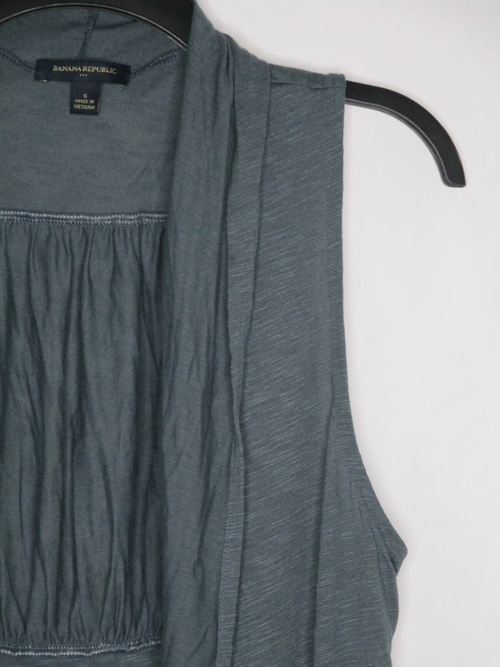Banana Republic Womens Wrap Small Blue Open Pockets Long Tank Sleeveless Solid - Image 3 of 4