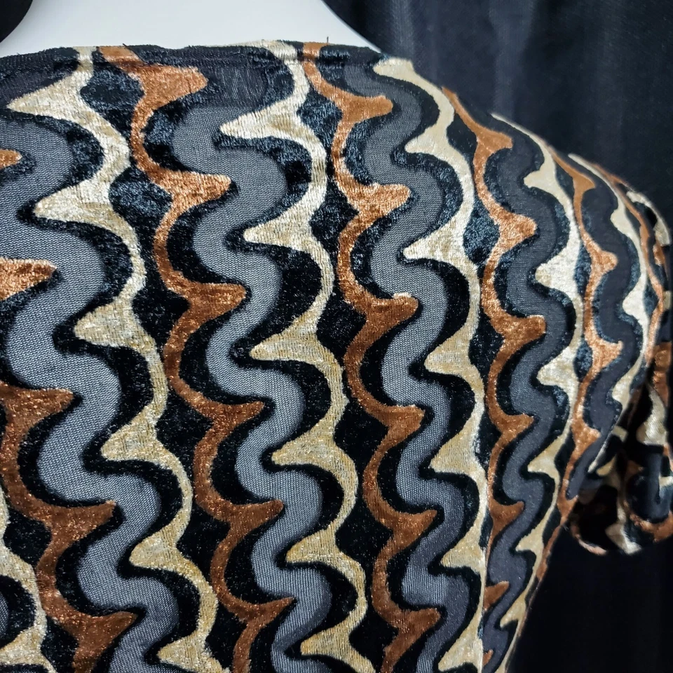 CAT Art Trade 天鹅绒上衣短袖动物印花棕色黑色 M 码 — 第 4/4 张图片