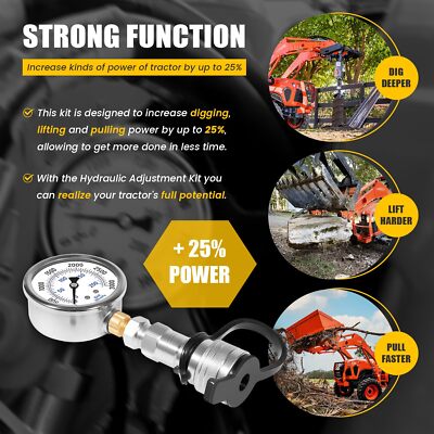 Hydraulic Pressure Boost Kit With Gauge For Kubota BX,B,LX,MX, L Series