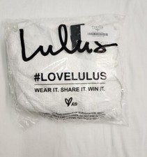 Lulus Little Bit In Love White Surplice Puff Sleeve Mini Dress-WHT-(Medium)New