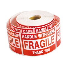 10 Rolls 5000 2 x 3 FRAGILE HANDLE WITH CARE Stickers Labels