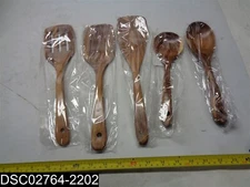 QTY=1 Set of 5: Renawe Luxury Wooden Spoon & Spatula Utensil Set