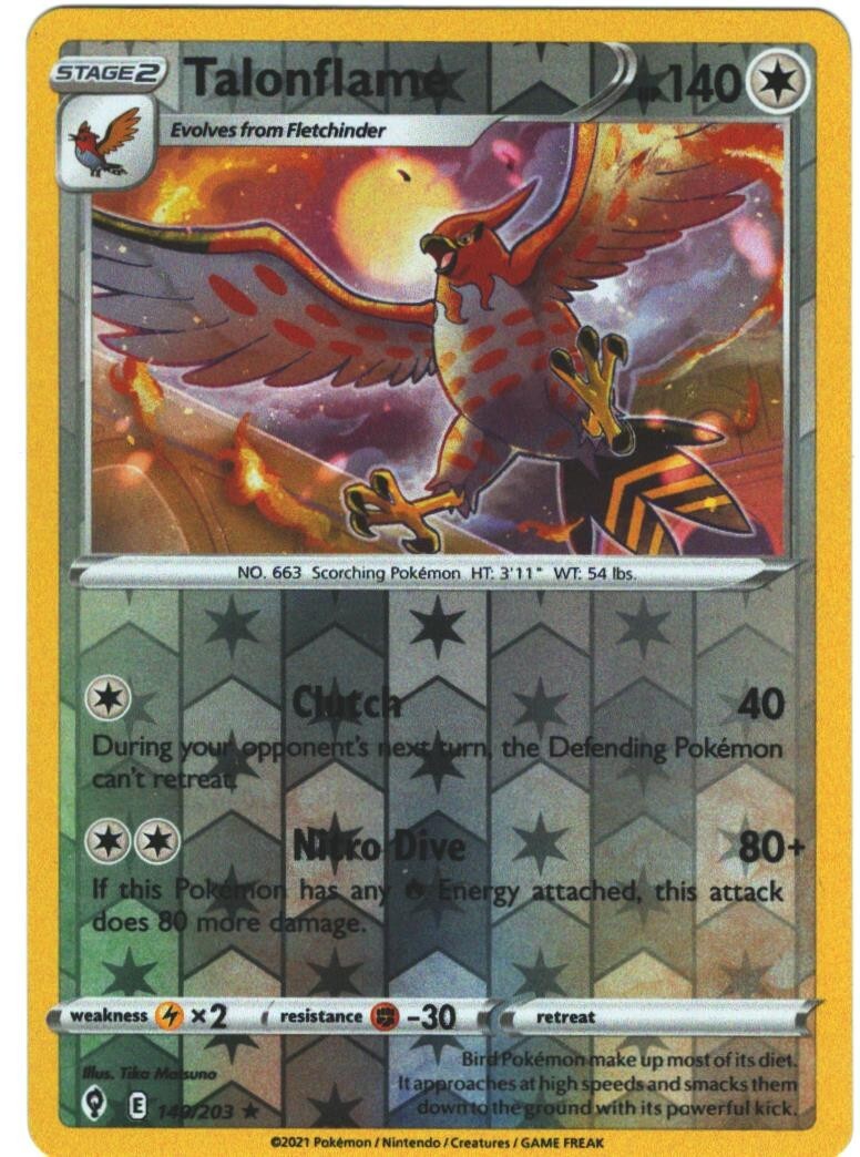 Talonflame 140/203 Evolving Skies Reverse Holo Rare Pokemon Card Pokémon TCG