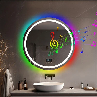 LUVODI 80cm LED Bathroom Mirror RGB Anti-Fog Vanity Mirrors w/ Bluetooth Speaker