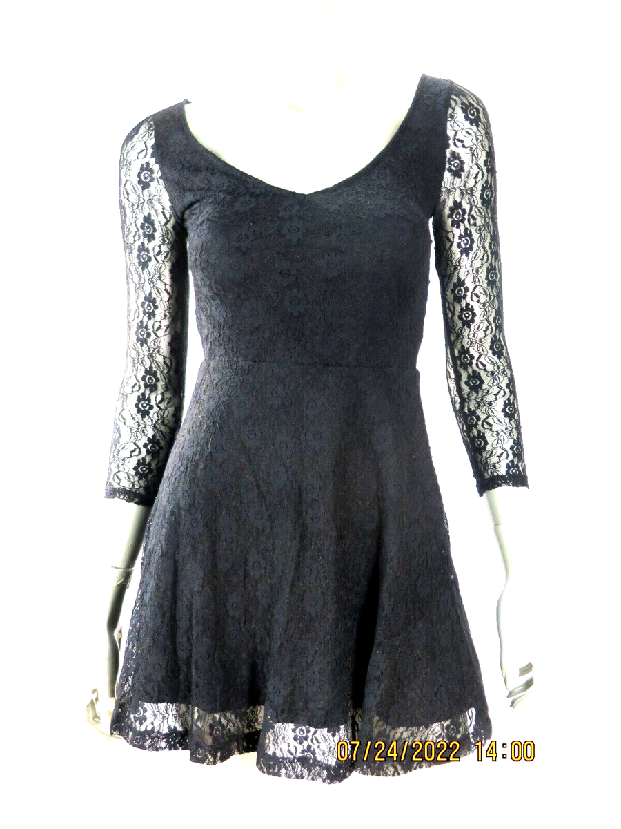 AMERICAN EAGLE OUTFITTERS SZ XXS Nylon/Spandex Black 2 Layers Lace Tunic  Dress
