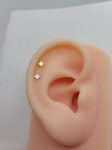 20G/18G/16G Titanium Star Stud Push Pin Labret, Threadless Flat Back Earring - Picture 4 of 12
