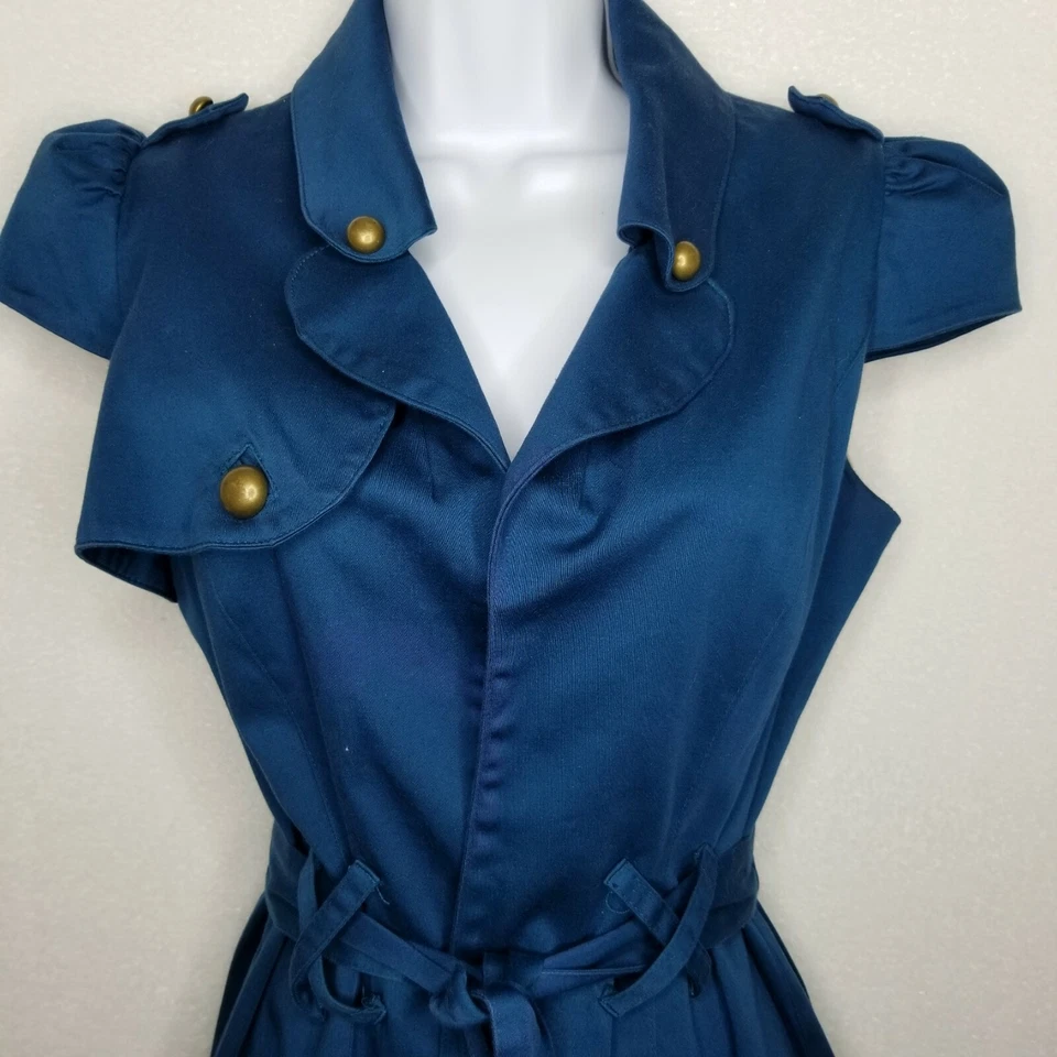 Voom by Joy Han Wrap Coat Dress Medium Belted Retro Rockabilly Mod Cap Sleeve US - Image 4 of 4