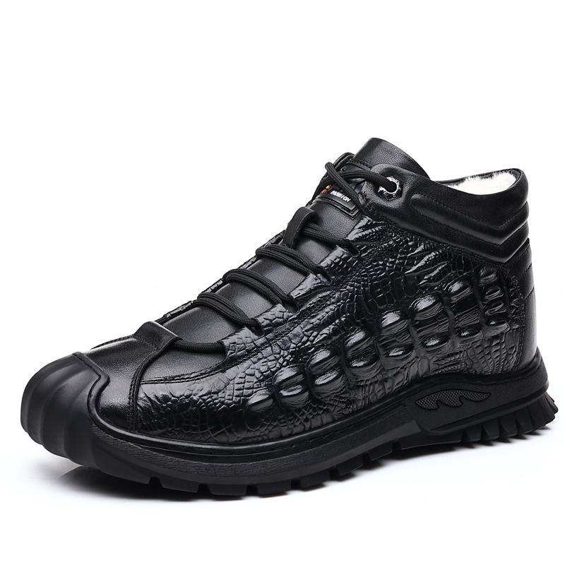 SAOLA Scarpe alte uomo invernali linea pelliccia sintetica spesse calde comode stringate outdoor