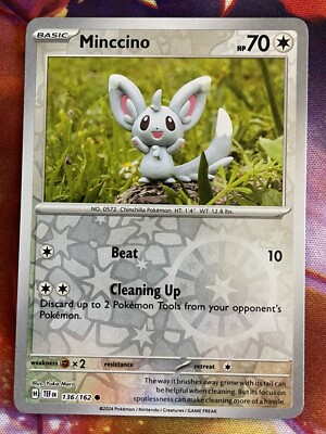 Pokémon TCG Minccino SV05: Temporal Forces 136/162 Reverse Holo Common