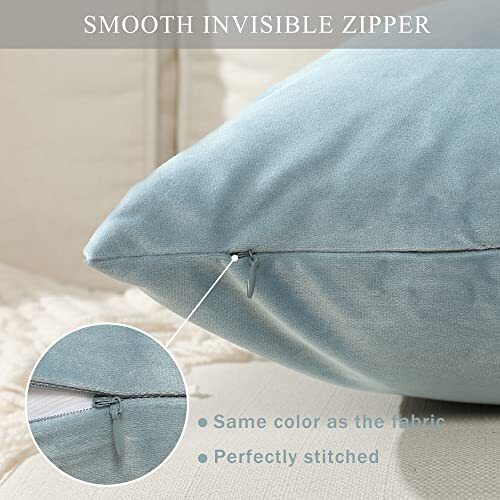 Pack of 2 Cozy Velvet Pillow Covers Square 22" x 22" (Pack of 2) Silver Blue - Picture 3 of 6